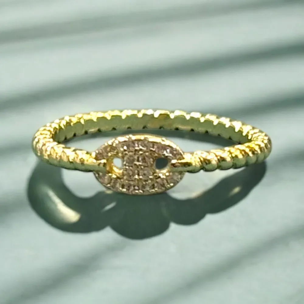 Bespoke Luxury 14k‎ Oval-Cut Diamond Simulate Gold Ring - Size 5